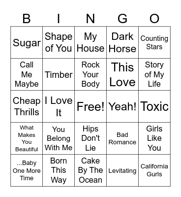 Newer pop mix Bingo Card