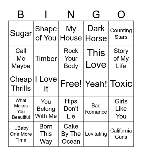Newer pop mix Bingo Card