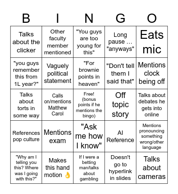 Evidence Bingo Card