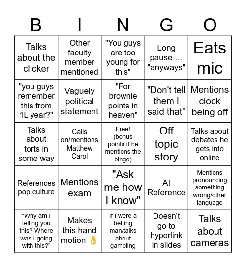 Evidence Bingo Card