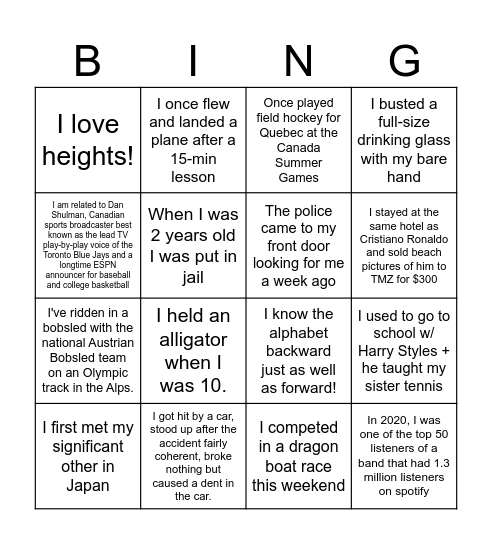 SCIREG FUSION BINGO Card