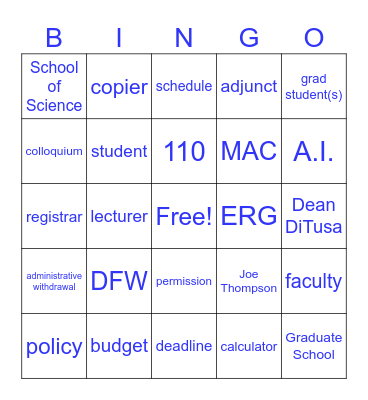 Math Exec Comm Meeting BINGO Card