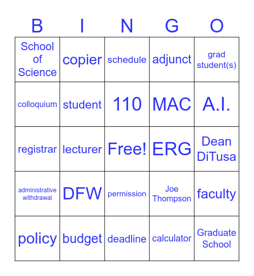 Math Exec Comm Meeting BINGO Card