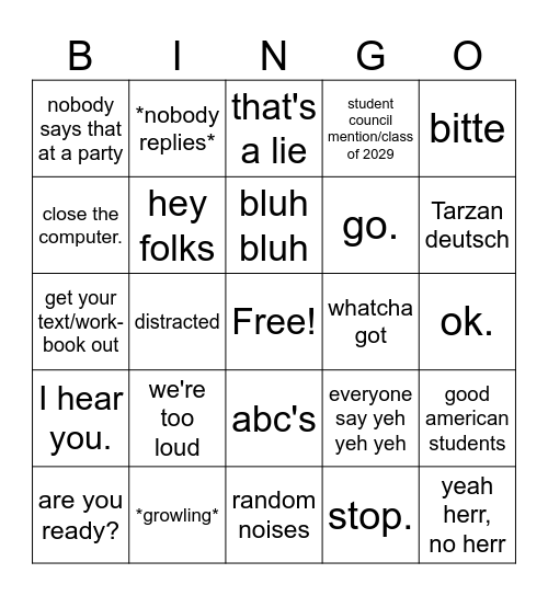 HERR BINGO Card