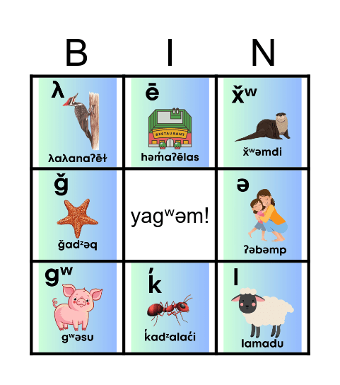 alphabet bingo 3x3 Bingo Card