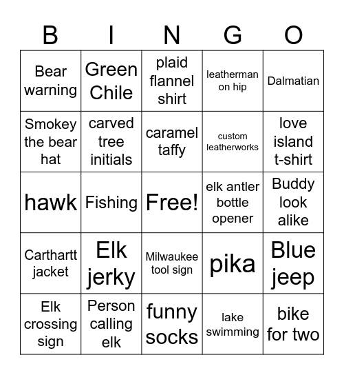 Zeke's Bingo Card