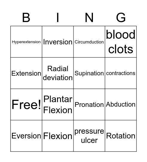 ROM's - Range of Motion Exercises Bingo Card