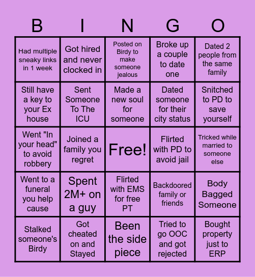 Astro Family Bingo Card