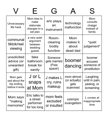 L&A Wedding Bingo Card