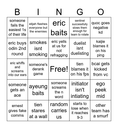 valorant bingo Card