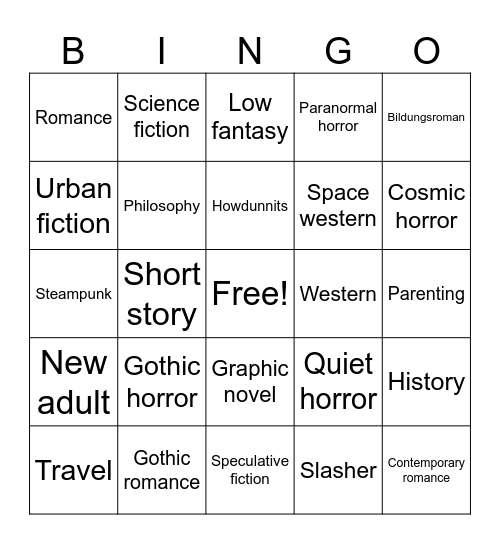 Book Bingo Card