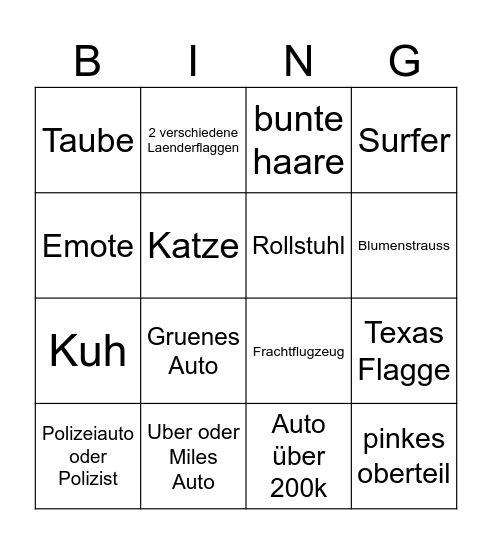 Bingo Bongo Bingo Card