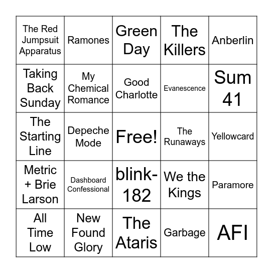Bingo Blitz: Teenage Angst Bingo Card
