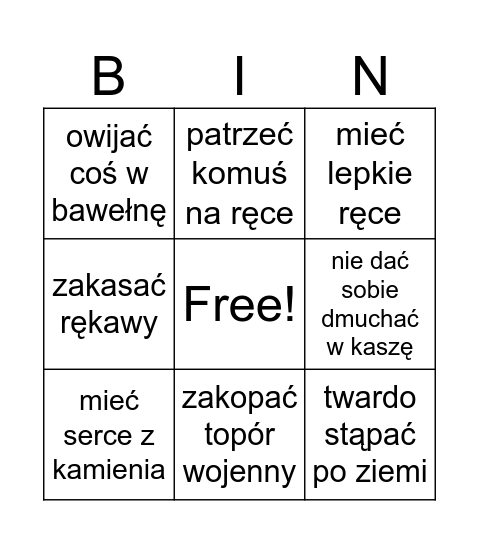 FRAZEOLOGIZMY Bingo Card