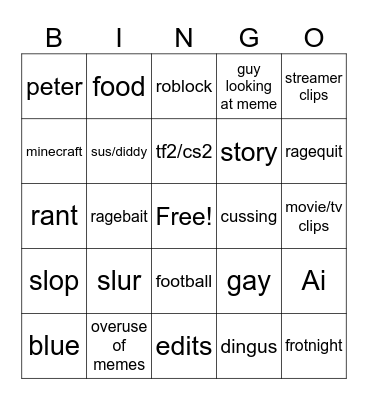 funny Bingo Card