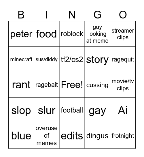 funny Bingo Card