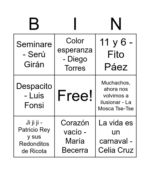 Bingo 21 de Setiembre Bingo Card