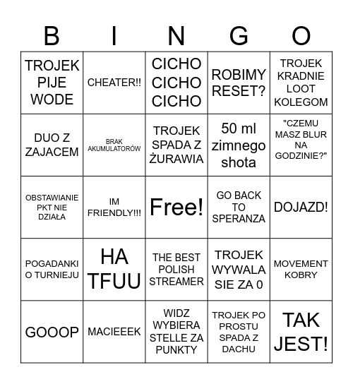 TROJANOWE BINGO Card