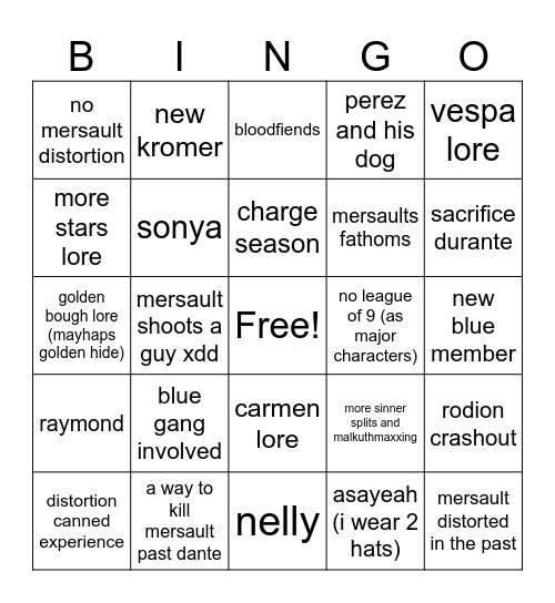 canto 10 predictions Bingo Card