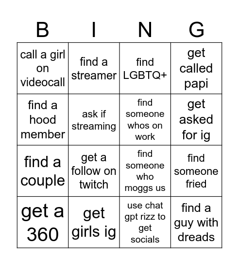 GOAT bingo Card