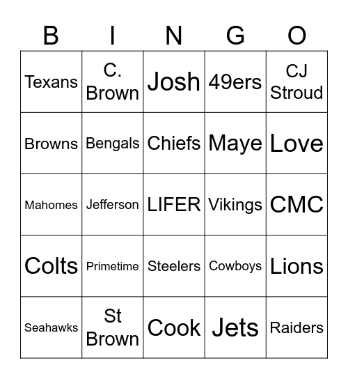 FOOTBALL KICKOFF Bingo Card