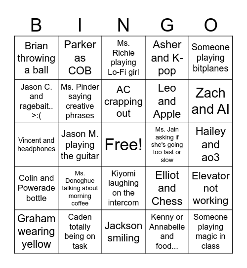 Bonkers Bingo Card