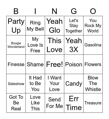 Name That Tune! Bingo Card
