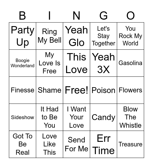 Name That Tune! Bingo Card
