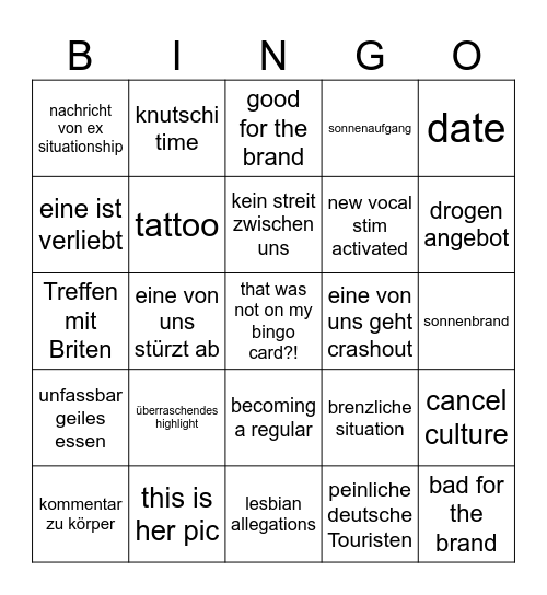 Mallotze Bingo Card