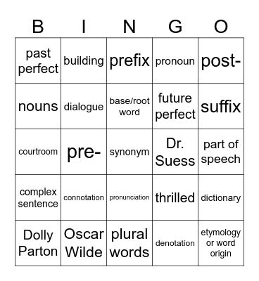Skills practice Bingo Card