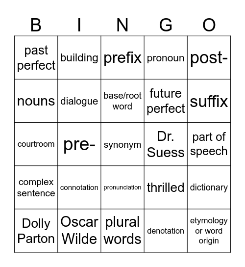 Skills practice Bingo Card