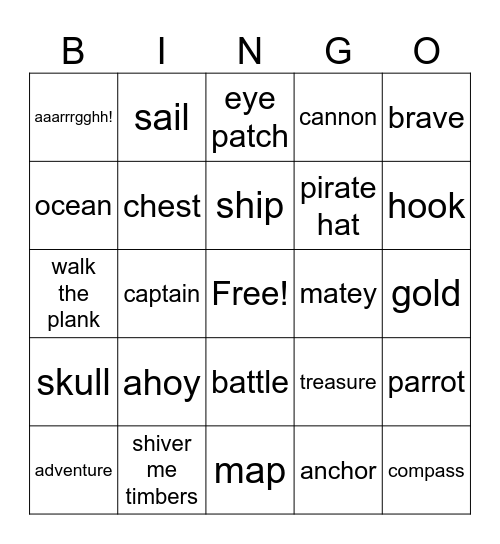 PIRATE BINGO Card