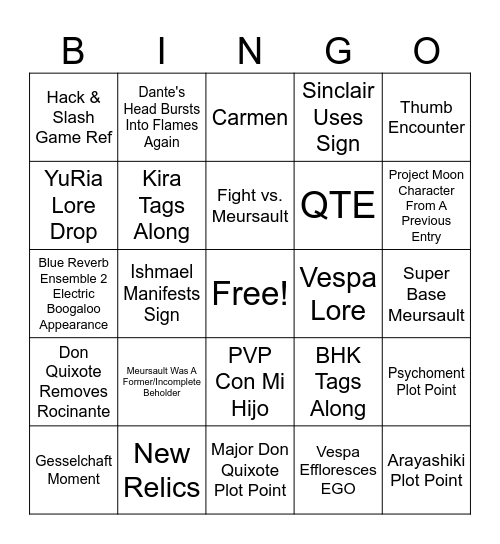 CANTO 10 PREDICTIONS Bingo Card