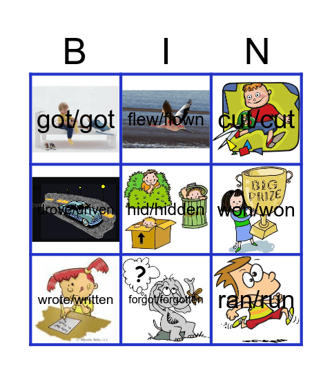 IRREGULAR VERBS PAST PARTICIPLE Bingo Card