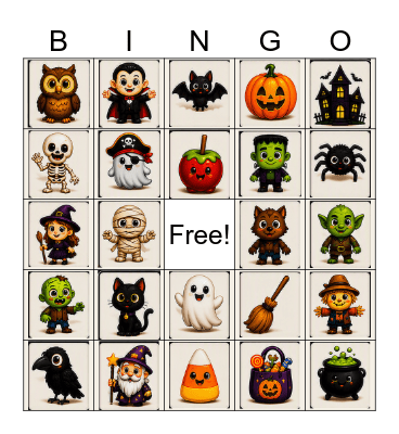 Halloween Card Bingo Card