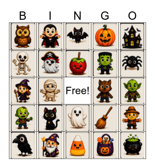 Halloween Card Bingo Card
