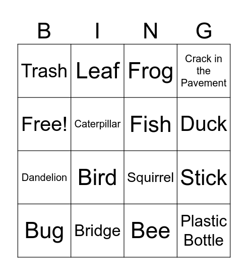 Outdoor Bingo Card