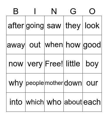 Week of March 20 Bingo Card