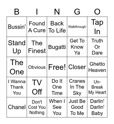 Musical Bingo Card