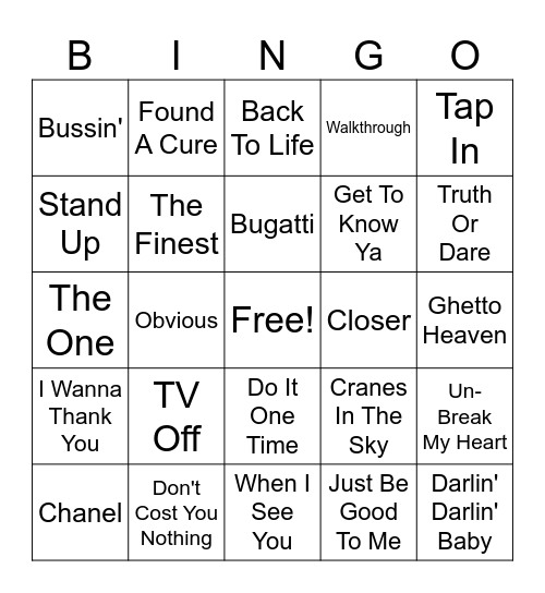 Musical Bingo Card
