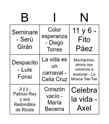 BINGO MUSICAL Bingo Card