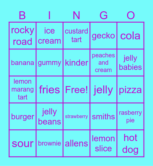 lolly bingo Card