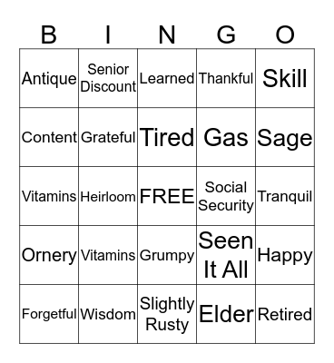 70th Birthday Bingo Card