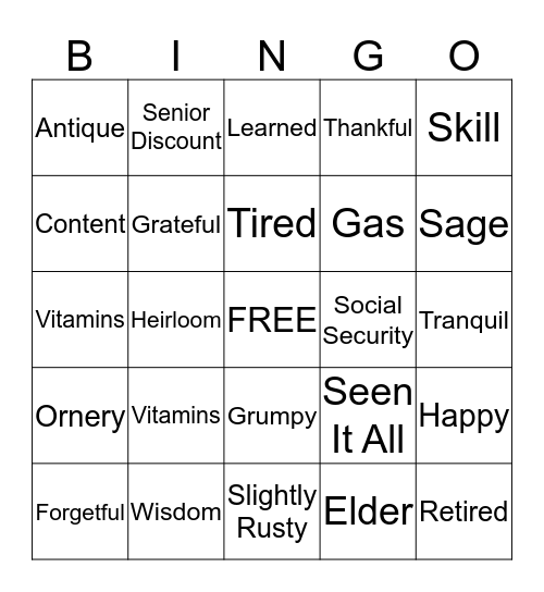 70th Birthday Bingo Card