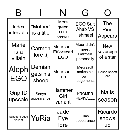 Pack Rat Canto X Bingo Card