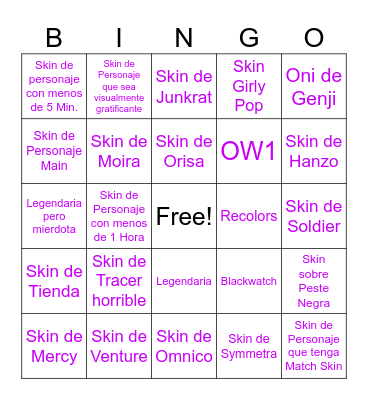Skins que me puedan salir Bingo Card