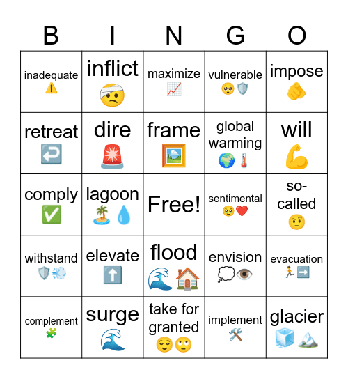 ESL - Saving Cities Read 5 Bingo Card