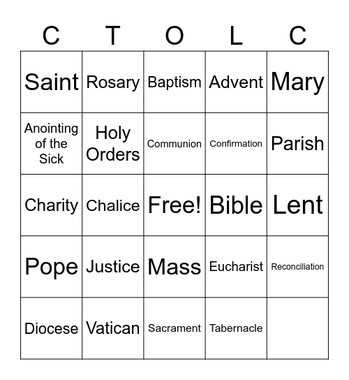 Catholicism Bingo Card