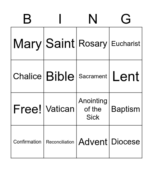 Catholicism Bingo Card