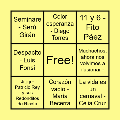 JOFRE MUSICAL Bingo Card